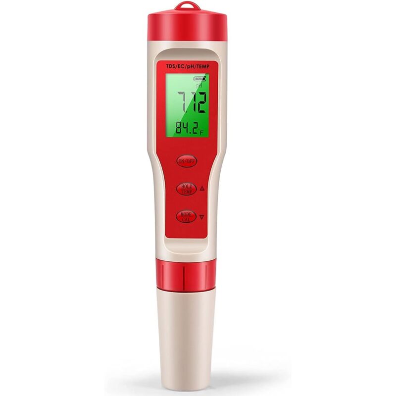 foto del prodotto misuratore di ph, misuratore di ph digitale 4 in 1 con funzione ph tds ec atc per acqua potabile, tester di ph ad alta precisione 0,01 per