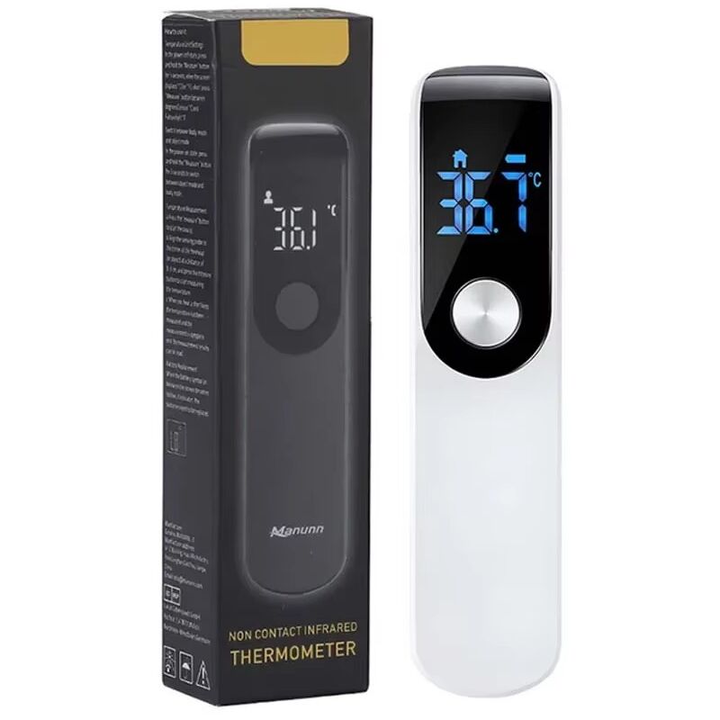 foto del prodotto misuratore di temperatura corporea frontale a infrarossi senza contatto, display led digitale, bianco