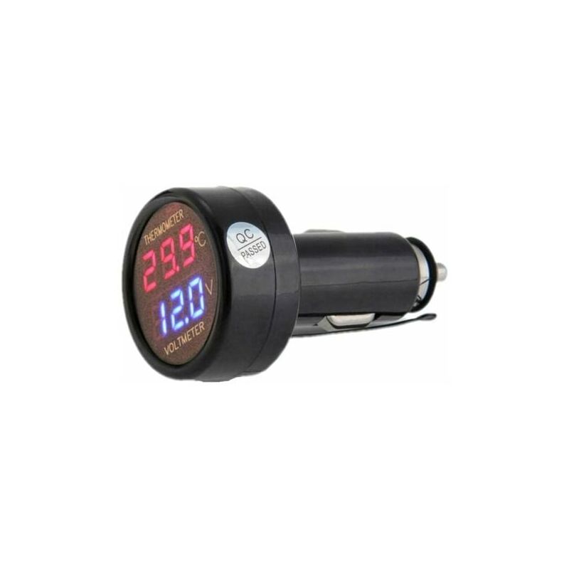 foto del prodotto misuratore di tensione e termometro 2 in 1, misuratore di temperatura e tensione della batteria per auto con display digitale, dc 12v 24v