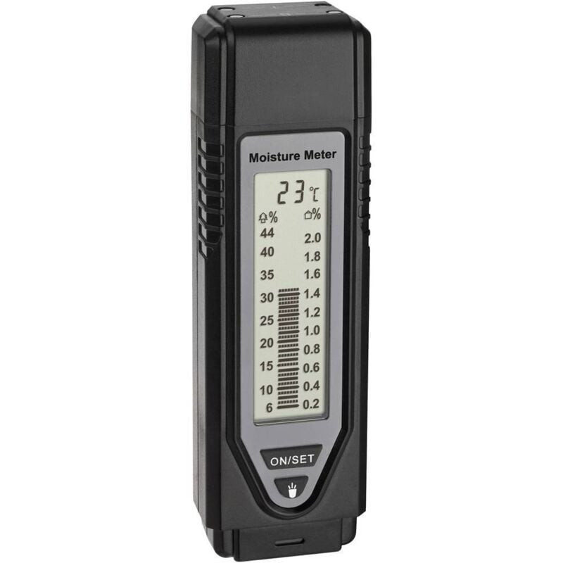 foto del prodotto misuratore di umidità dei materiali, 30.5506.01, misurazione dell'umidità del legno e degli edifici, con display della temperatura, cappuccio di