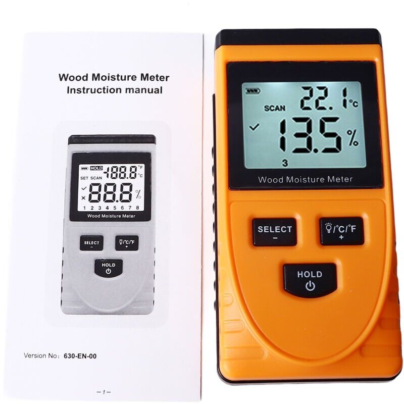 foto del prodotto misuratore di umidit del legno wt630, rilevatore digitale multifunzione a induzione senza perni, regolazione a 8 livelli, non distruttivo