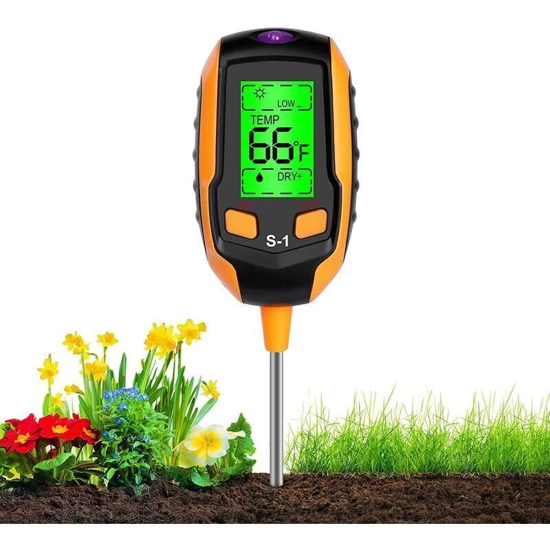 foto del prodotto misuratore di umidit del terreno 4 in 1 display lcd digitale tester di temperatura delle piante umidit del terreno ph intensit della luce