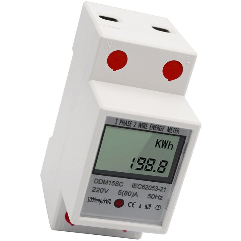 foto del prodotto misuratore edf display digitale lcd contatore di energia monofase su guida din 5 80a 220v 50hz contatore elettronico kwh monitor del consumo