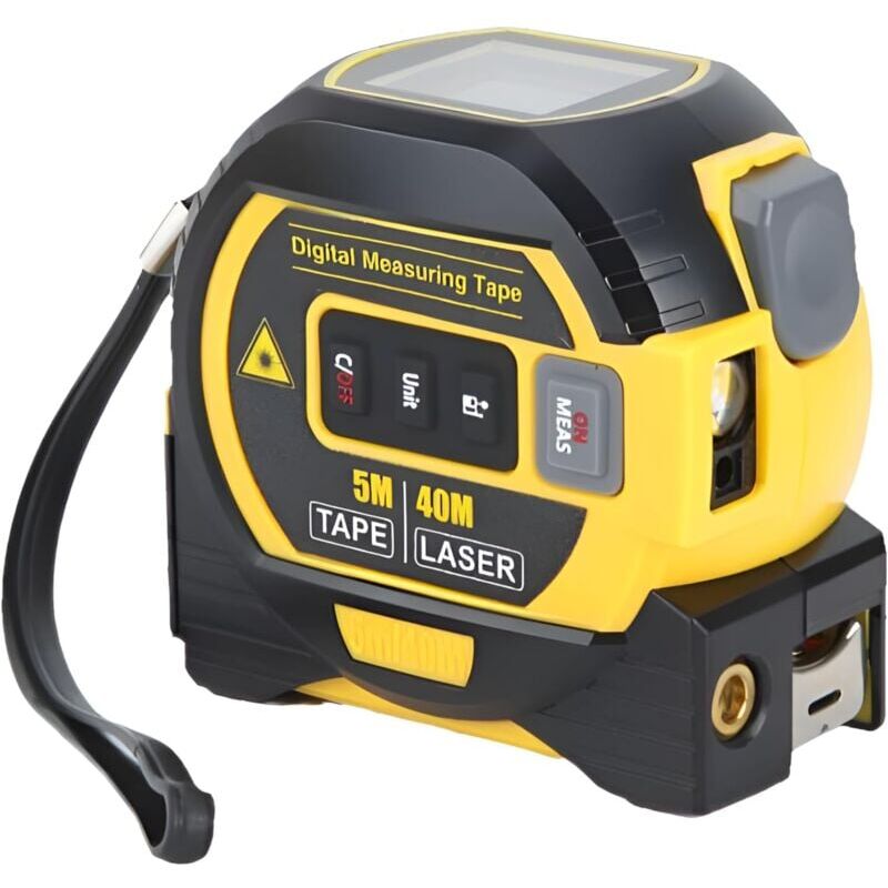 foto del prodotto misuratore laser digitale 3 in 1 con linea incrociata, telemetro laser digitale da 131 piedi, metro a nastro da 16 piedi con retroilluminazione lcd