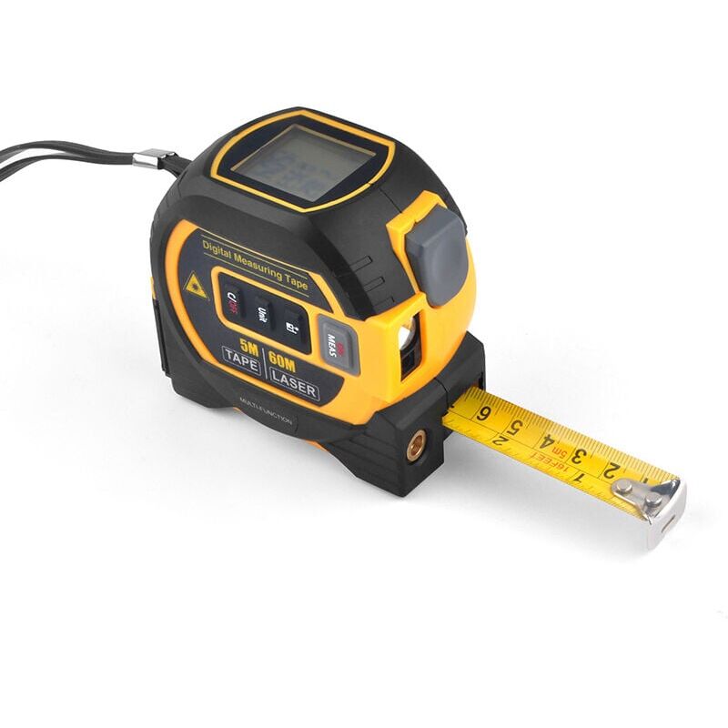 foto del prodotto misuratore laser digitale 3 in 1 con linea laser incrociata, telemetro laser digitale da 131 piedi, metro a nastro da 16 piedi con retroilluminazione