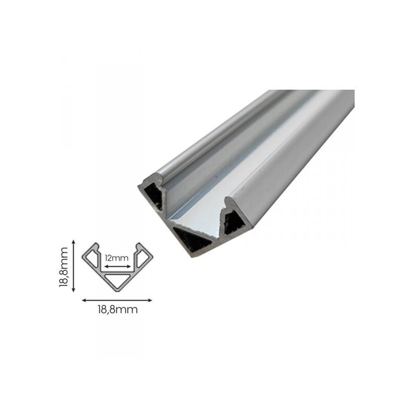 foto del prodotto mitepek 2 metri profilo barra alluminio angolare 45 gradi colore bianco 18,8x18,8mm interno 12mm