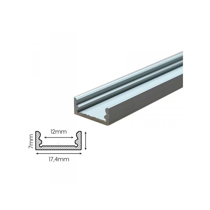 foto del prodotto mitepek 2 metri profilo barra alluminio anodizzato standard 17,4x7mm colore bianco interno 12mm
