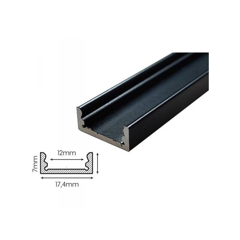 foto del prodotto mitepek 2 metri profilo barra alluminio anodizzato standard 17,4x7mm colore nero interno 12mm
