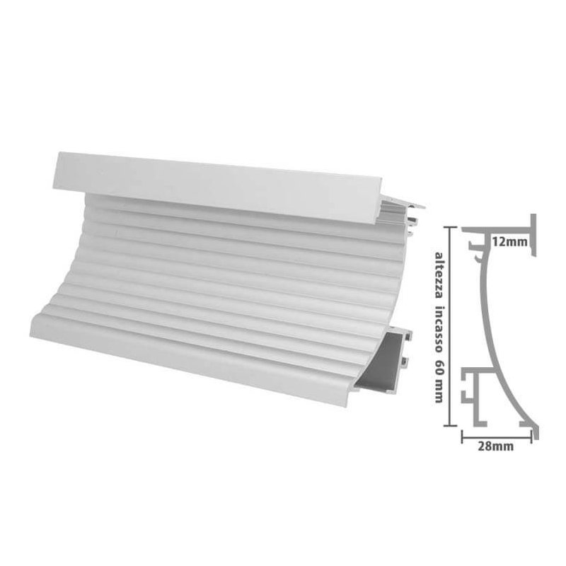 foto del prodotto mitepek 2 metri profilo canalina barra alluminio led da incasso a muro parete cartongesso per personalizzare faretto led segnapassi