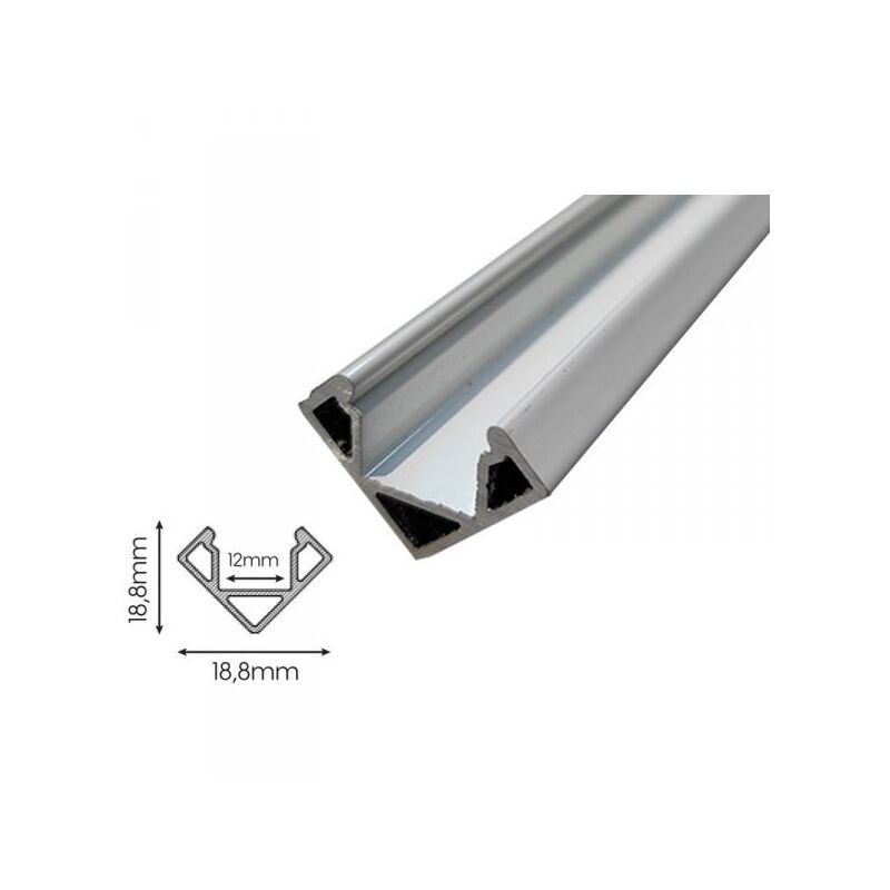 foto del prodotto mitepek 3 metri profilo barra alluminio angolare 45 gradi colore bianco 18,8x18,8mm interno 12mm