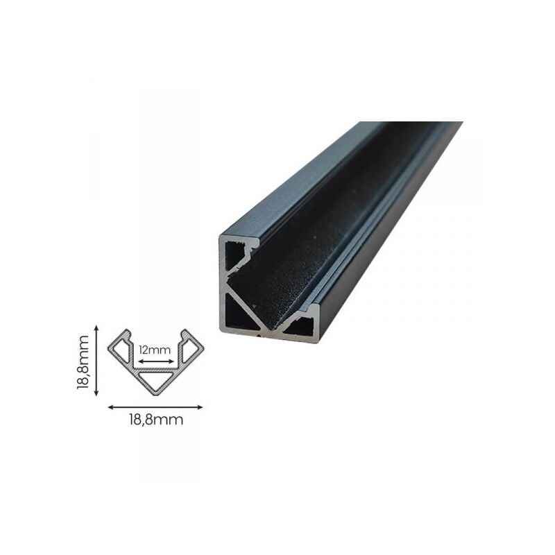 foto del prodotto mitepek 3 metri profilo barra alluminio angolare 45 gradi colore nero 18,8x18,8mm interno 12mm