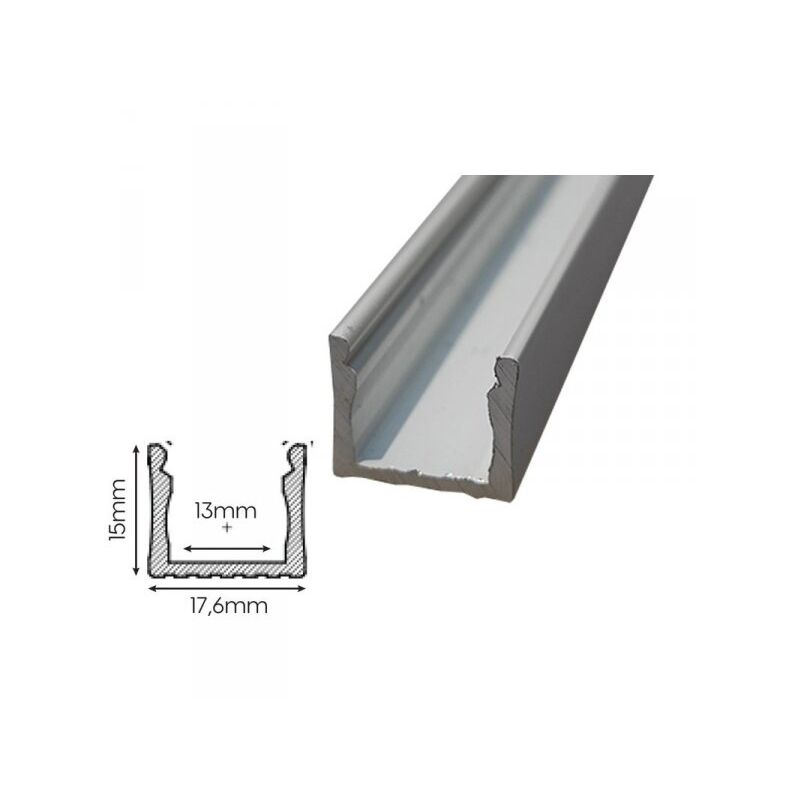 foto del prodotto mitepek 3 metri profilo barra alluminio anodizzato alta profonda 17,6x15mm interno 13mm