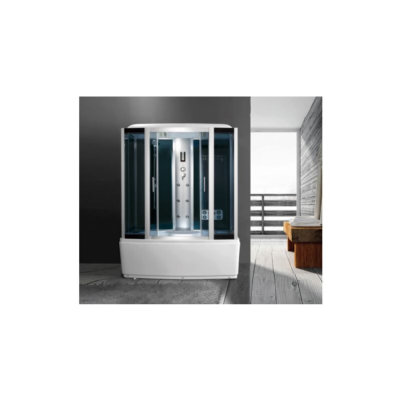 foto del prodotto mitepek cabina con vasca idromassaggio, sauna, bagno turco, cromoterapia 150x88cm full optional sicorage antin