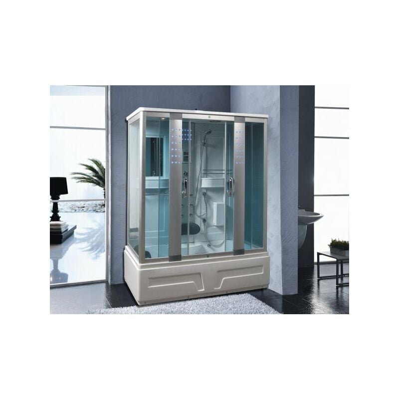 foto del prodotto mitepek cabina doccia con vasca idromassaggio, sauna bagno turco, fm, cromoterapia 160x85 full optional sicorage roxul