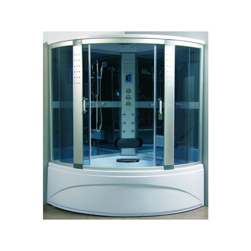 foto del prodotto mitepek cabina e vasca idromassaggio, sauna bagno turco, cromoterapia, full optional 150x150 cm sicorage xulut