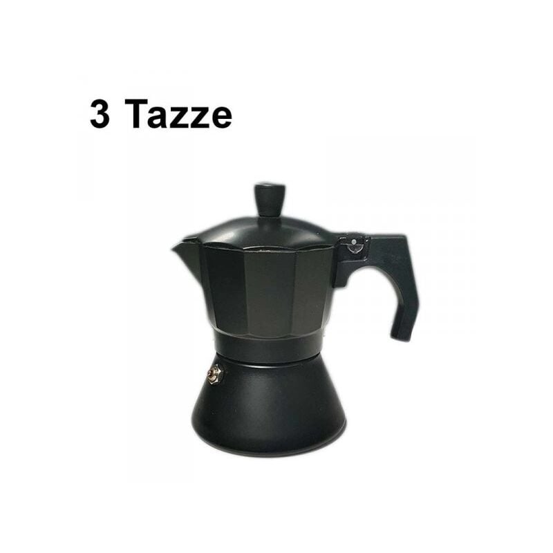 foto del prodotto mitepek caffettiera moka in alluminio antiscivolo e resistente adatta a tutti i tipi di piano cottura escluso piano ad induzione 3 tazze nero