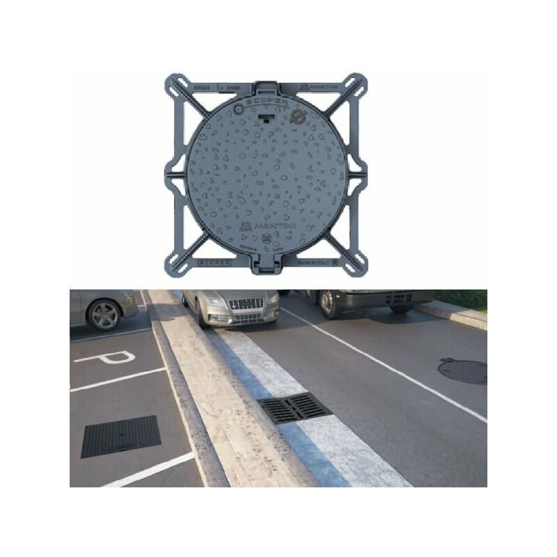foto del prodotto mitepek chiusino a botola tonda, telaio quadrato, telefonia da esterno d400 dimetro 85cm
