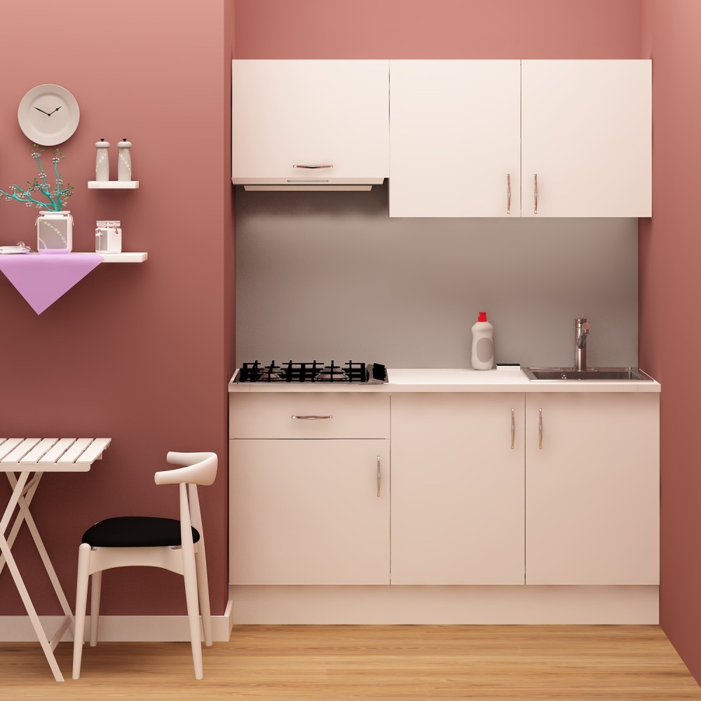 foto del prodotto mitepek cucina monoblocco isernia 160 cm bianca reversibile con elettrodomestici