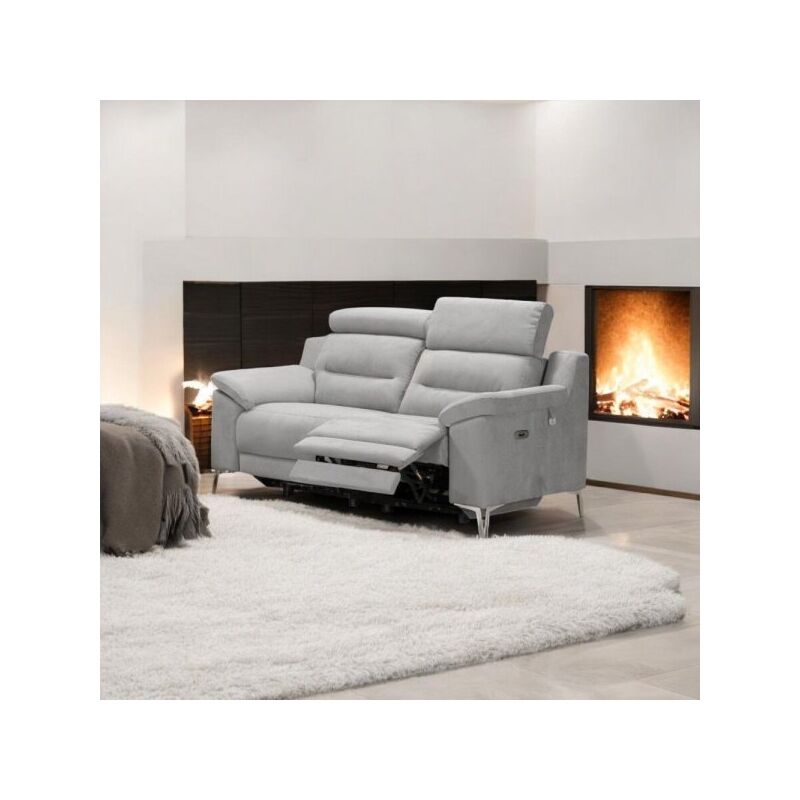 foto del prodotto mitepek divani egeo 2 posti con 2 recliner elettrici in tessuto munich 38 grigio
