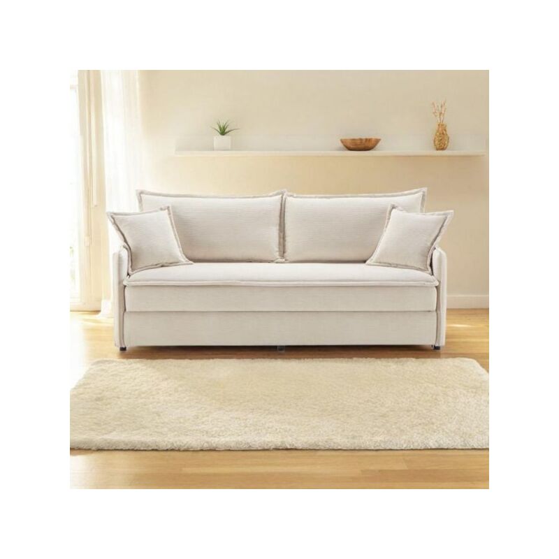 foto del prodotto mitepek divano letto ghide con contenitore colore panna 217x86x95 cm.