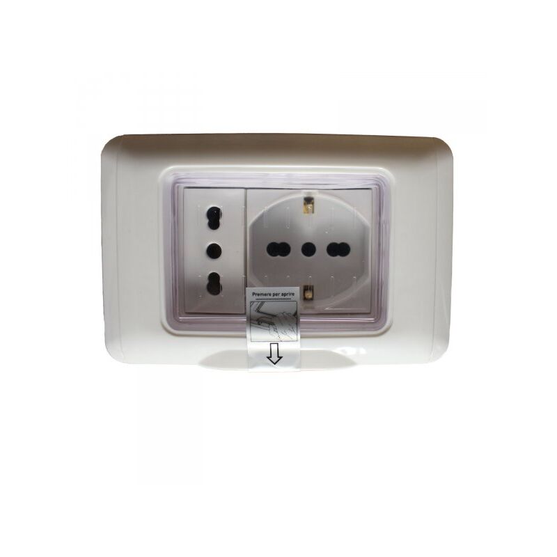 foto del prodotto mitepek kit incasso ip55 scatola 503 premontato presa schuko presa bipasso 2p t 10 16a