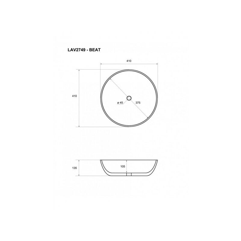foto del prodotto mitepek lavabo appoggio tondo 41x13,5 cm ceramica bianco mues tebe