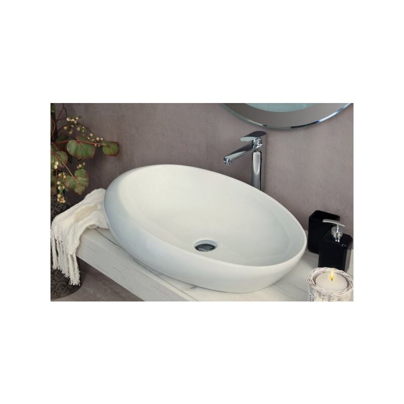 foto del prodotto mitepek lavabo bagno da appoggio senza troppo pieno 69x45x18,5 cm bianco mues mega