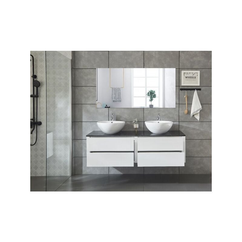 foto del prodotto mitepek mobile bagno sospeso doppio lavabo appoggio specchio 150cm drontes sicorage