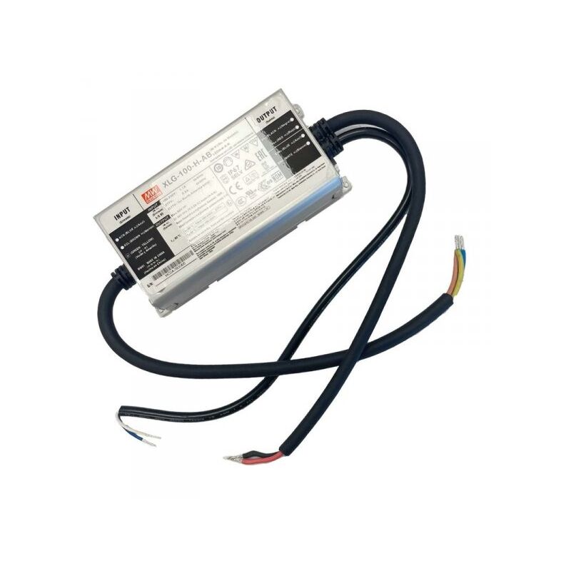 foto del prodotto mitepek mw mean well xlg 100 h ab led driver corrente costante 2100ma 27 56v 100w ip67 dimmerabile 3 in 1