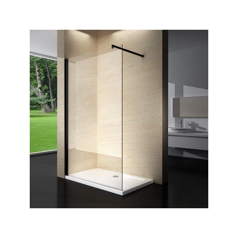 foto del prodotto mitepek parete doccia walk in cristallo 8mm 140cm h 195 profilo nero berna
