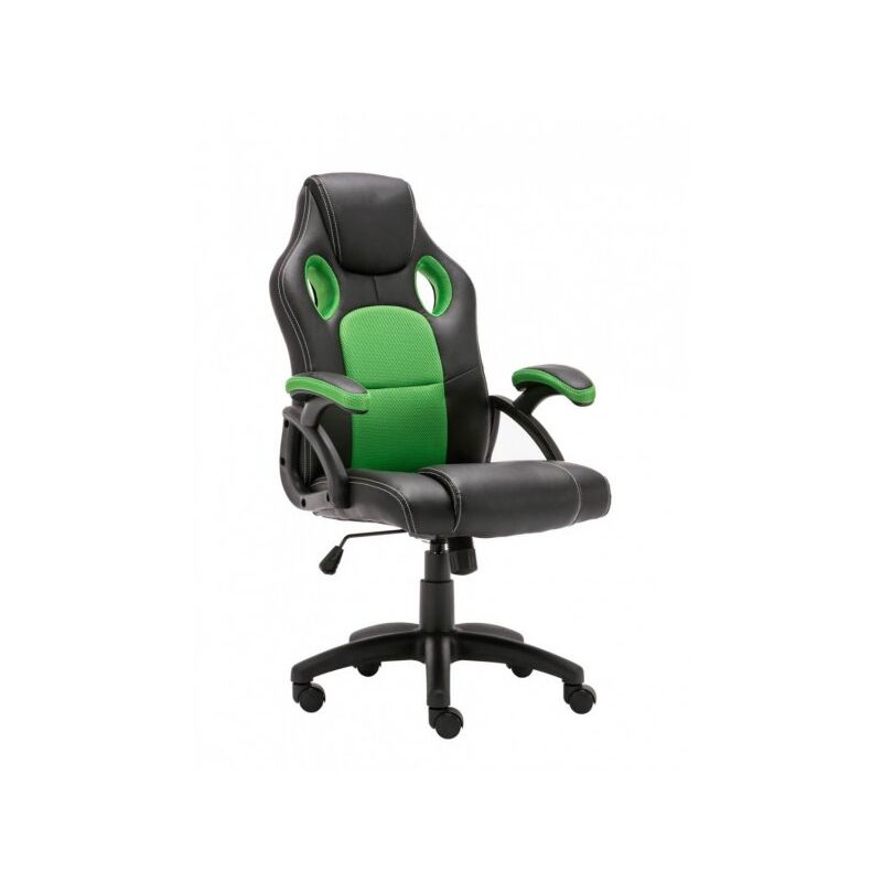 foto del prodotto mitepek poltrona da gaming e o ufficio girevole con ruote e braccioli nero verde mada