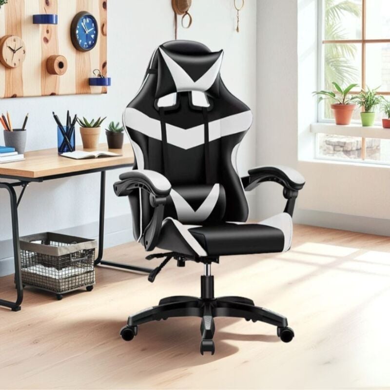 foto del prodotto mitepek poltrona gaming colore nero bianco pvc comfort e design