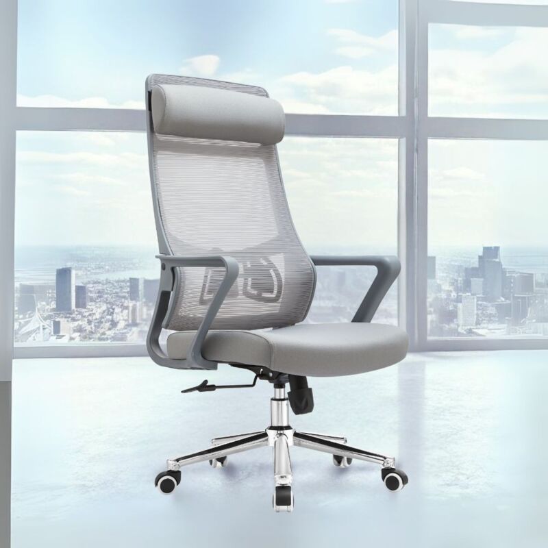 foto del prodotto mitepek poltrona ufficio pasco colore grigio schienale alto traforato