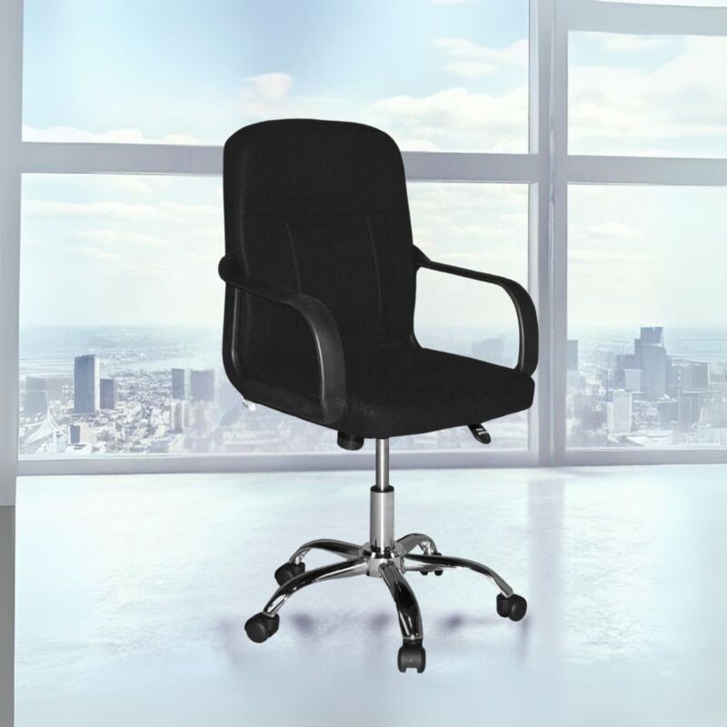 foto del prodotto mitepek poltrona ufficio pc116p in tessuto nero con ruote eleganza e comfort quotidiano