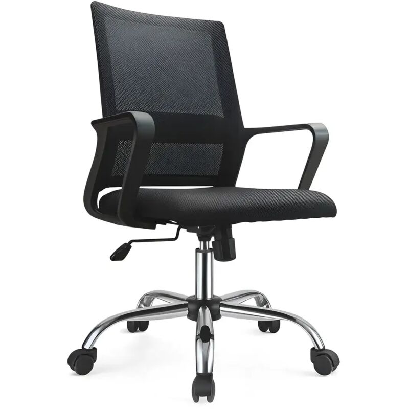 foto del prodotto mitepek - poltrona ufficio schienale in rete nero e base cromata c8350 traspirabilità e stile