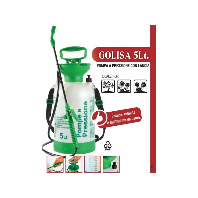 foto del prodotto mitepek pompa a pressione con irroratore a zaino, spalla per giardino orto golisa 5 lt