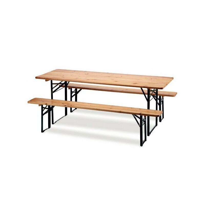 foto del prodotto mitepek set tavolo con panche in ferro e legno pieghevole 70x220cm fredi