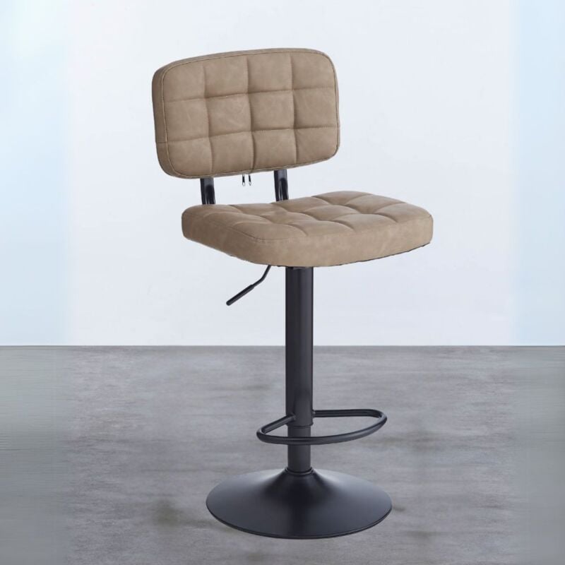 foto del prodotto mitepek sgabello mavi ecopelle tortora e base nera stile, comfort e funzionalit per i tuoi spazi