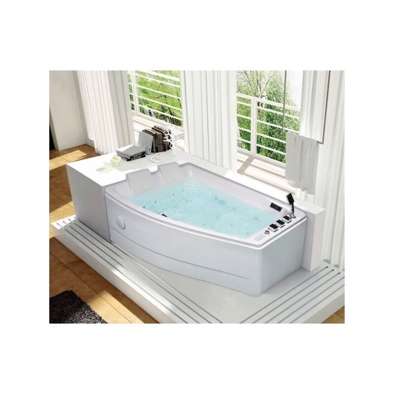 foto del prodotto mitepek vasca idromassaggio angolare biposto asimmetrica radio bluethoot, cromoterapia 170x120cm slosa full bianco,170x120x63cm lxpxh ,sinistra,2