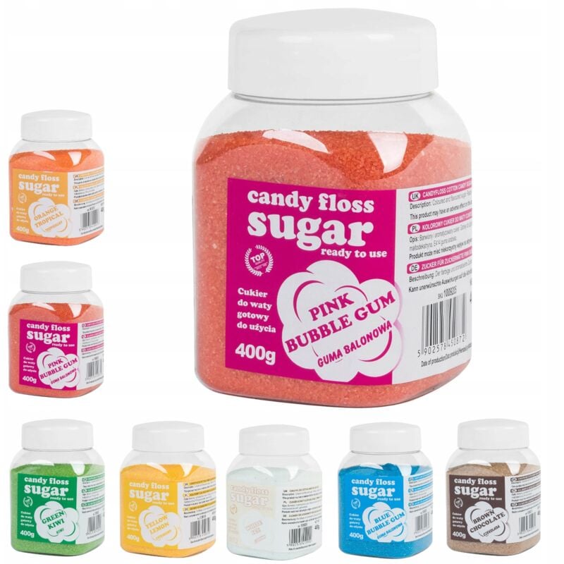foto del prodotto mix zucchero colorato aromatizzato per zucchero filato set 8x 400g