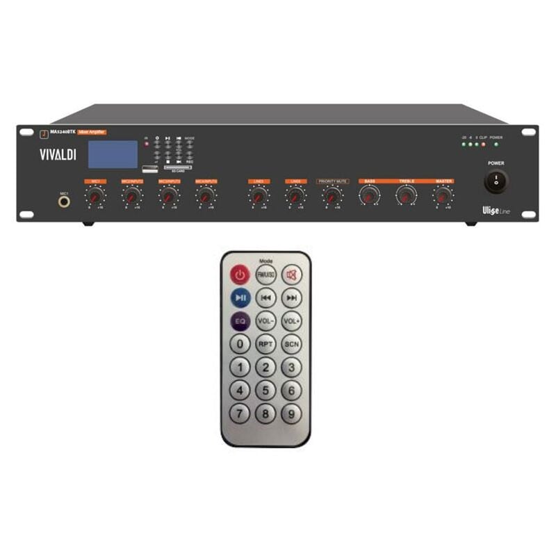 foto del prodotto mixer amplificatore vivaldi ulisse 240w 100v fm wifi usb bt ma5240btk