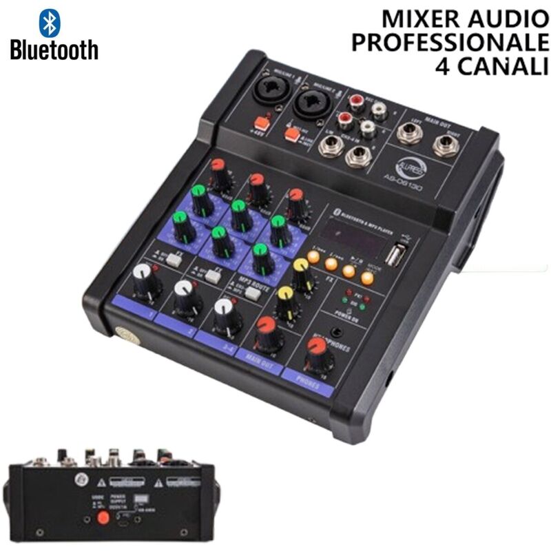 foto del prodotto mixer audio professionale dj sound console portatile 4 canali bluetooth usb
