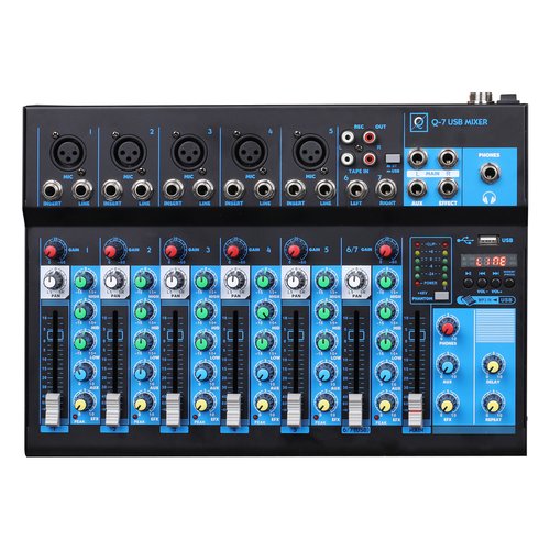 foto del prodotto mixer disc jockey oqan 625810 q7 usb mk2 black
