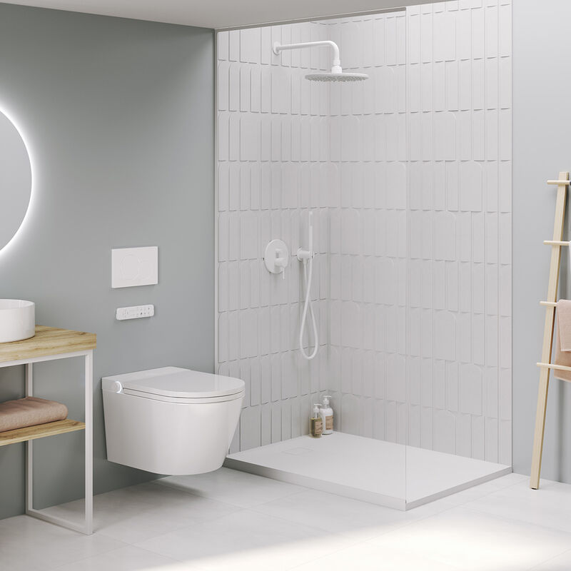 foto del prodotto mizubath water giapponese sospeso idromassaggio di pulizia asciugatura ad aria calda telecomando e pannello modello rada display bianco