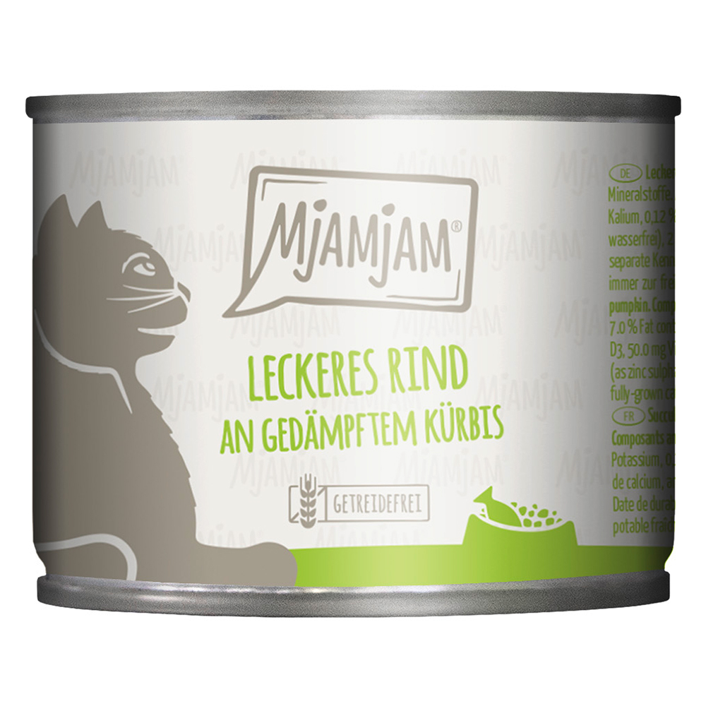 foto del prodotto mjamjam 6 x 200 g umido gatto manzo zucca al vapore