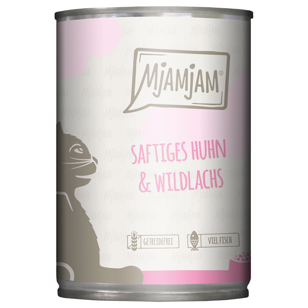 foto del prodotto mjamjam 6 x 400 g umido gatto pollo salmone selvaggio