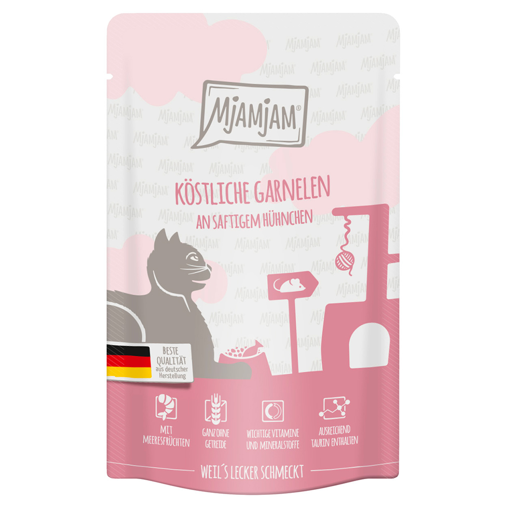 foto del prodotto mjamjam buste 12 x 125 g umido gatto gamberetti pollo