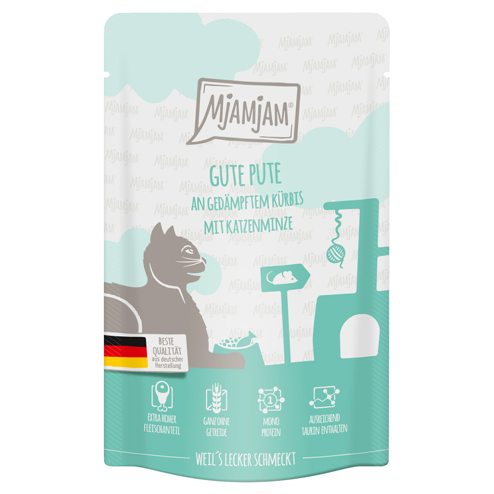 foto del prodotto mjamjam buste 12 x 125 g umido gatto tacchino zucca al vapore