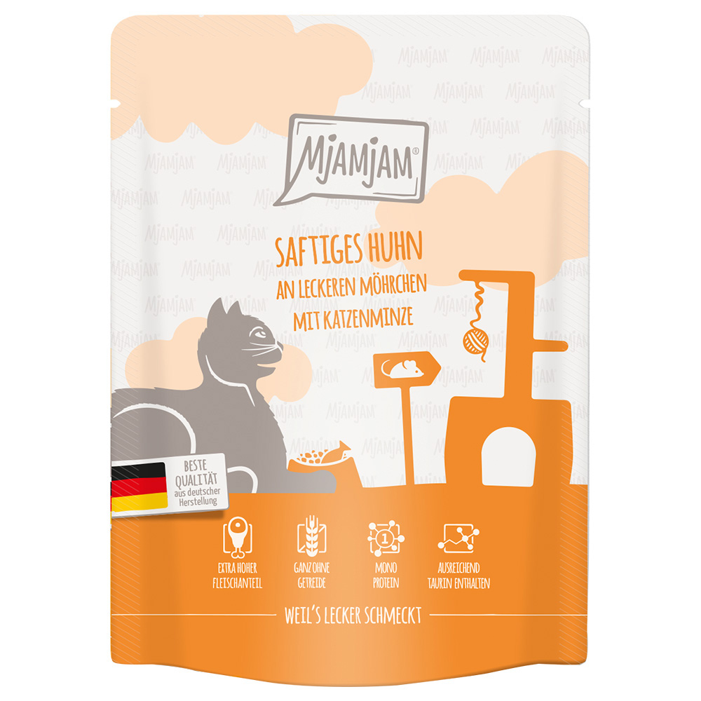 foto del prodotto mjamjam buste 6 x 300 g umido gatto pollo carotine