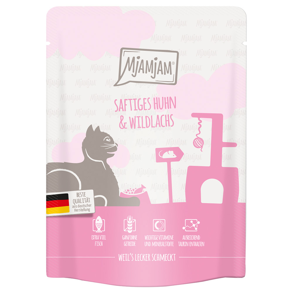 foto del prodotto mjamjam buste 6 x 300 g umido gatto pollo salmone selvaggio